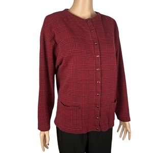 Gap Vintage Mock-Neck Snap-Front Shacket, Red Black | L